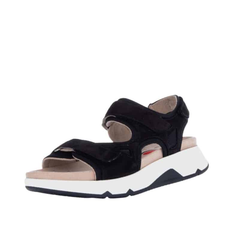 Gabor sandal til dame i flot sort farve med velcro