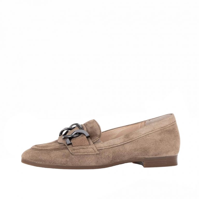 Gabor loafers i beige til dame med sølv spænde