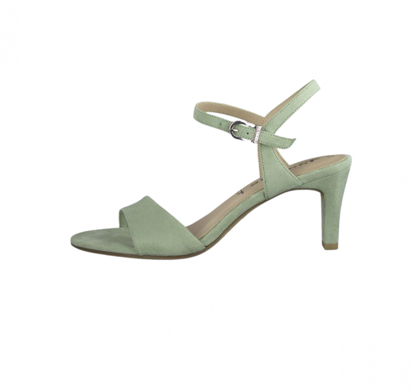 Tamaris sandal i en flot mint grøn farve med 7,5 cm hæj