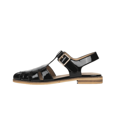 Angulus sandal i flot sort lak farve med spænde i siden