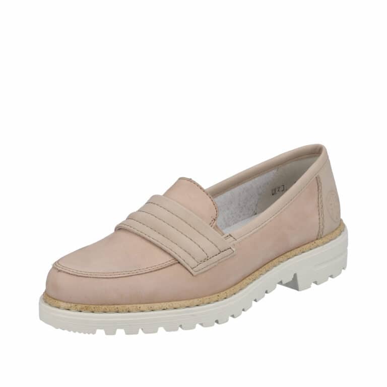 Rieker loafers i beige til dame