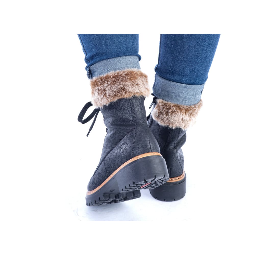 Forstå paraply nylon Rieker vinterstøvle til dame i sort med varmt foer | Damkjær Sko 》