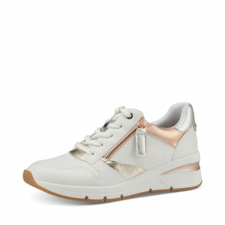 Tamaris sneakers til dame i hvid med flotte detaljer og udtagelig sål