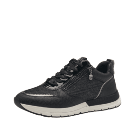 Tamaris sneakers i sort glimmer med lynlås til dame 1-23732-41