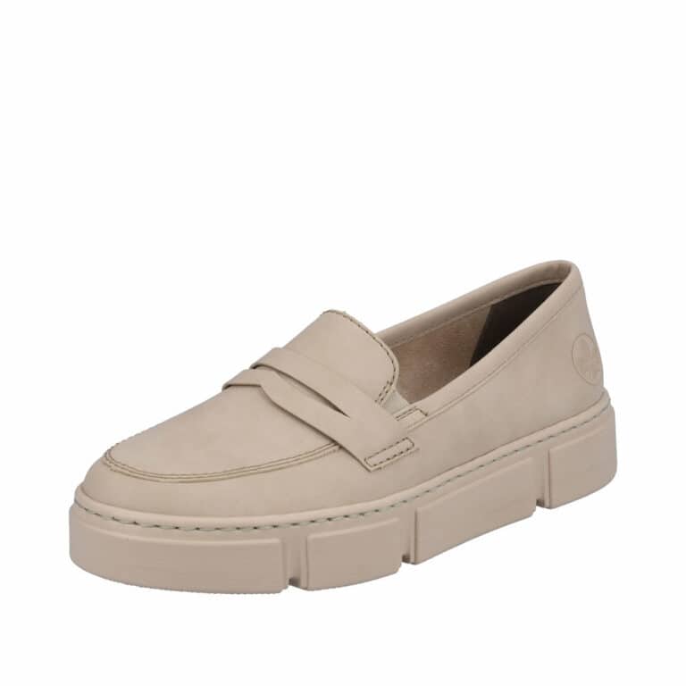 Rieker loafers i beige til dame