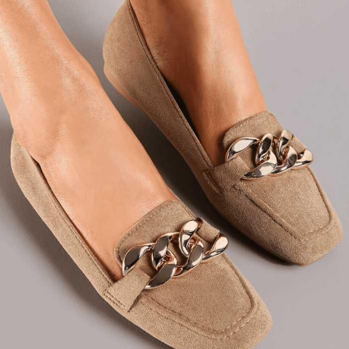 Amour loafer i beige med guld spænde