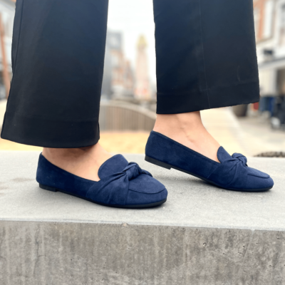 Amour loafers til dame i blå ruskind og detalje