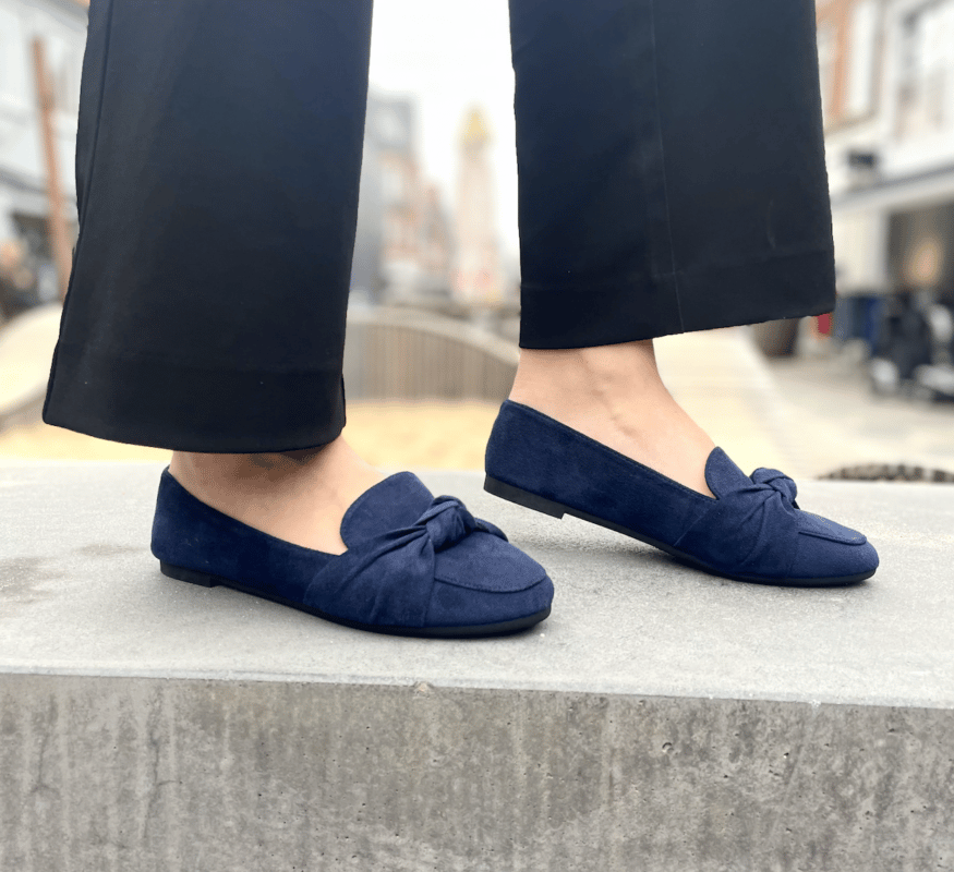 Amour loafers til dame i blå ruskind og detalje