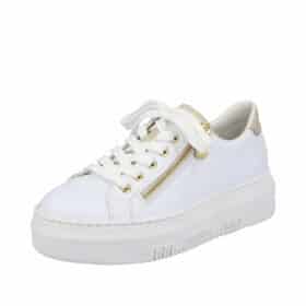 Hvid sneaker fra Rieker til dame med guld detaljer
