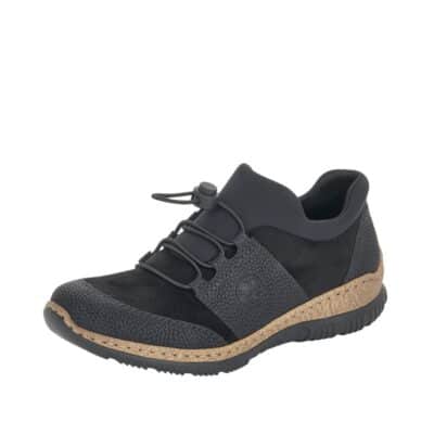 Rieker sko i sort til dame med elastiksnøre model: N32X8-00