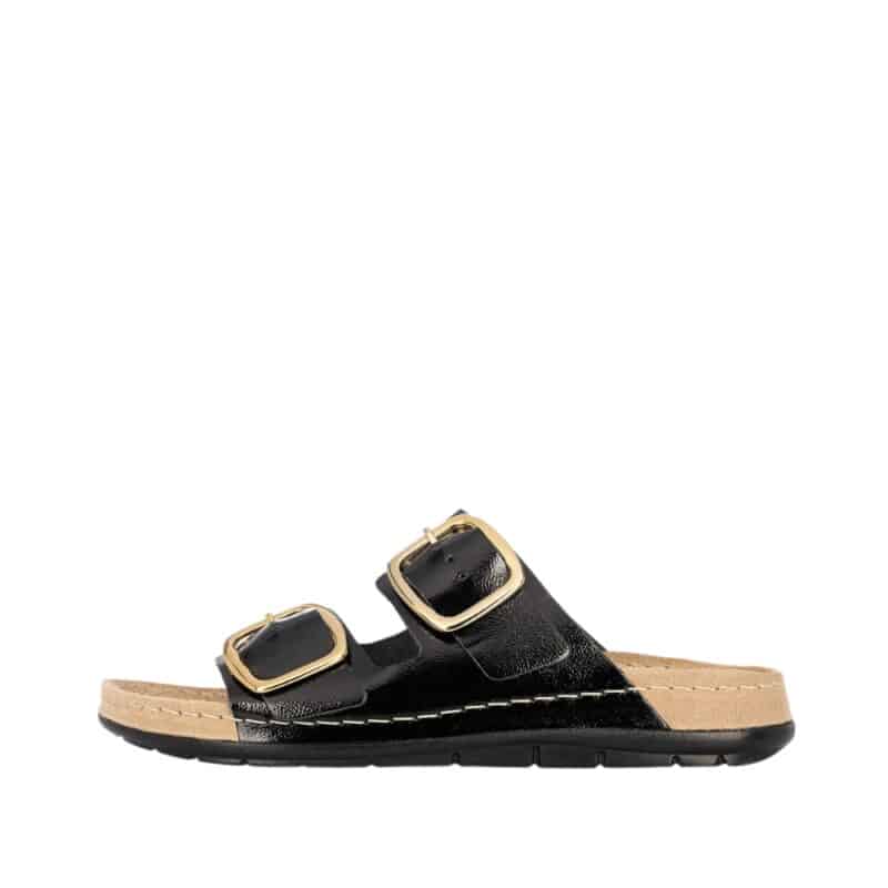 Rohde easys N°42 sandal i sort til dame. Flot sandal i smuk sort lakfarve med justerbare remme! Model: 5877-91