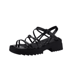 Tamaris sandal i flot sort farve og chunky look til dame