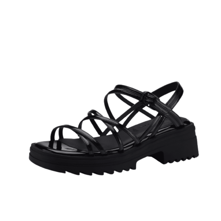 Tamaris sandal i flot sort farve og chunky look til dame