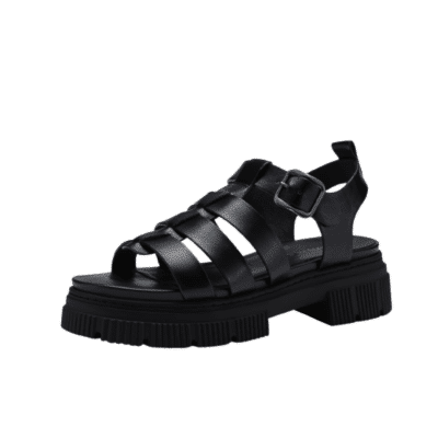 Tamaris sandal i sort med spændelukning og chunky sål