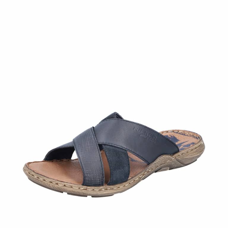 Rieker sandal i blå til herre med lædersål