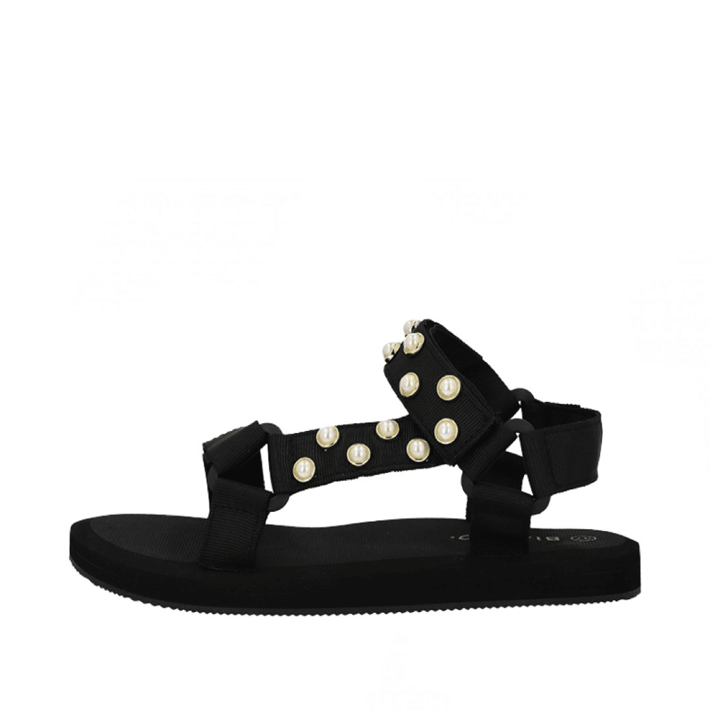 bianco sandal dame | sort med perler| Damkjær sko