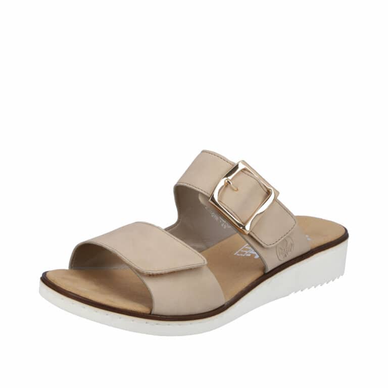 Rieker sandal dame i beige med velcro remme