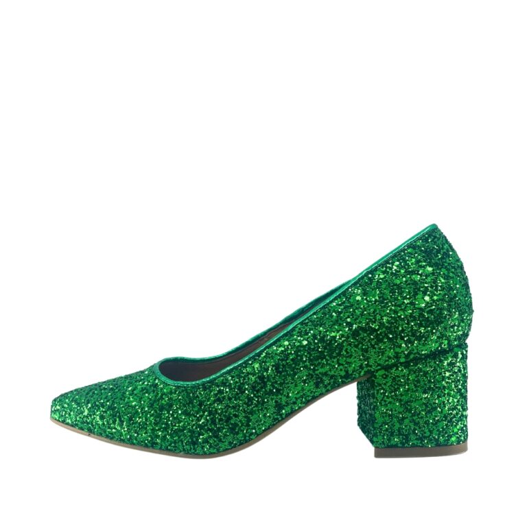 Shoedesign Copenhagen pumps i grøn glimmer til dame