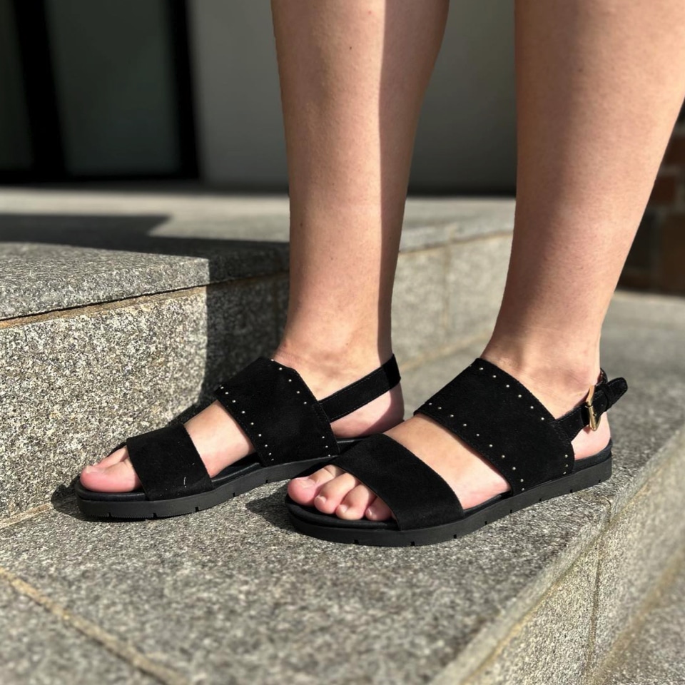 Bianco sandal dame sort med flotte detaljer| Damkjær sko