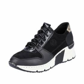 Rieker sneakers i sort på kilehæl til dame N6351-00
