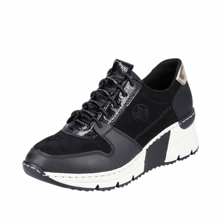 Rieker sneakers i sort på kilehæl til dame N6351-00