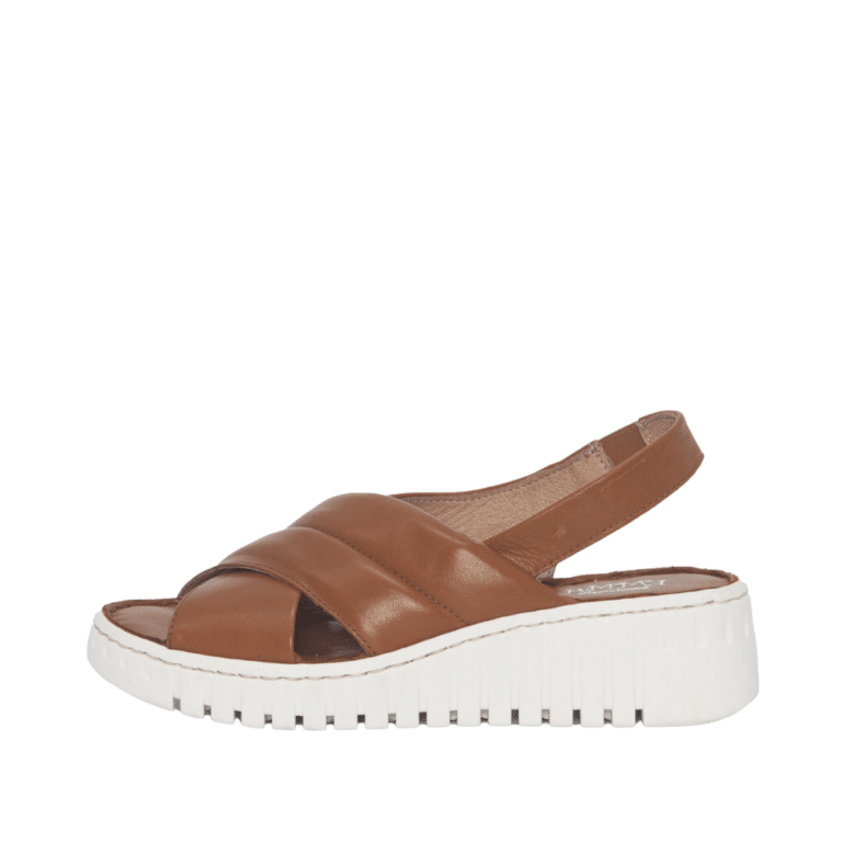 emma sandal dame i cognac med elastik rem