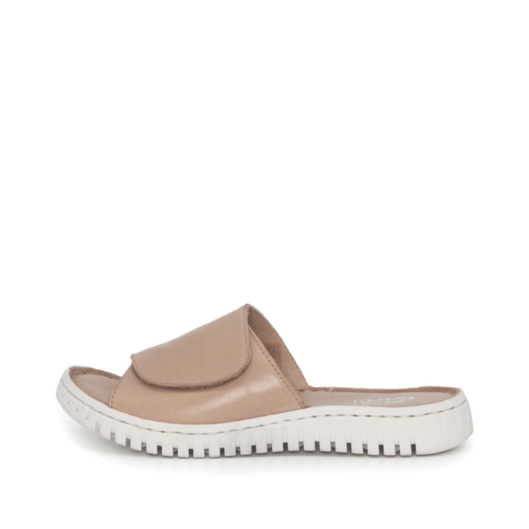 Emma slippers til dame i beige. Model: 483-5927-35. Flot beige farve og sandal i 100% skind. Velcrorem til at justere med.