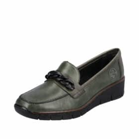 rieker loafers dame i kaki med kæde