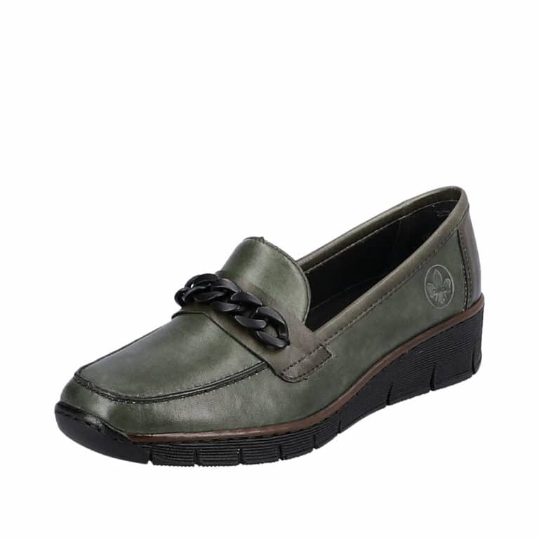 rieker loafers dame i kaki med kæde