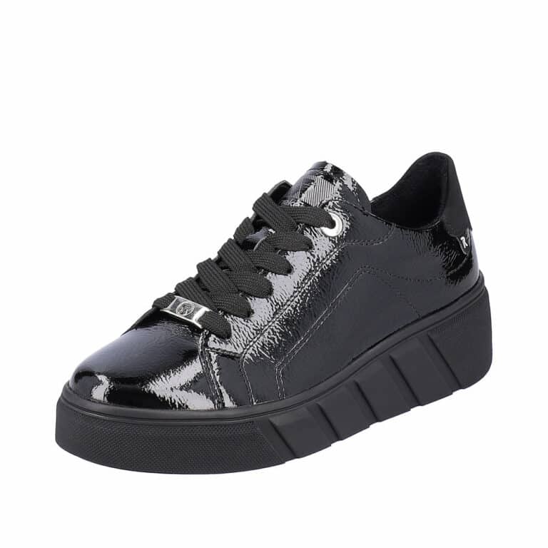 rieker revolution sneakers dame i sort med udtagelig sål