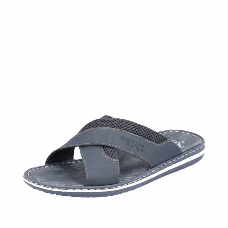 Rieker sandal herre blå med net detaljer og dobbelt rem.