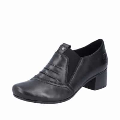 Rieker sko til dame i sort med elastik og 4 cm hæl