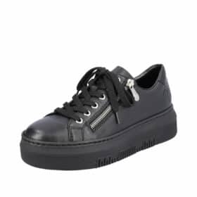 Rieker sneakers dame i sort med skindoverflade