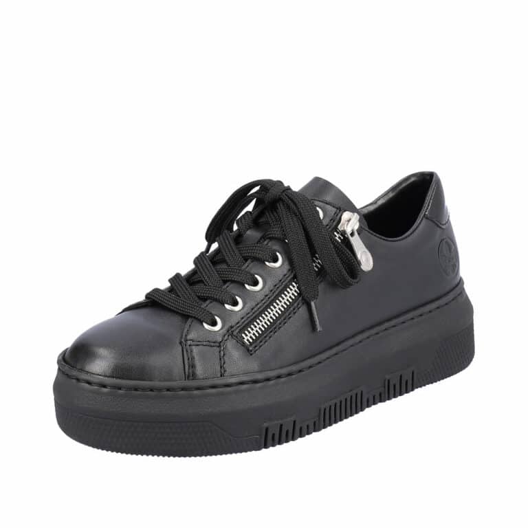 Rieker sneakers dame i sort med skindoverflade