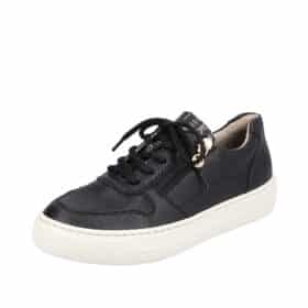 Rieker sneakers i sort til dame. Model: L9803-00. Dejlig blød sneakers med flotte gulddetaljer.