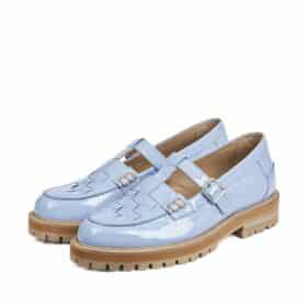 Angulus loafers i blå til dame i skind med chunky sål