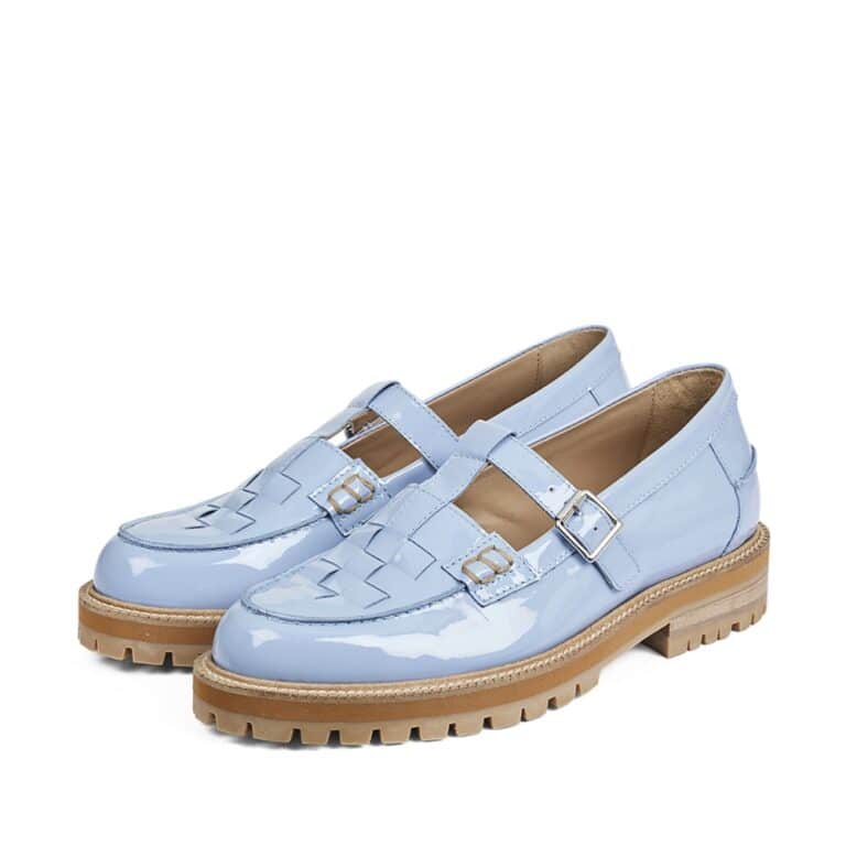 Angulus loafers i blå til dame i skind med chunky sål