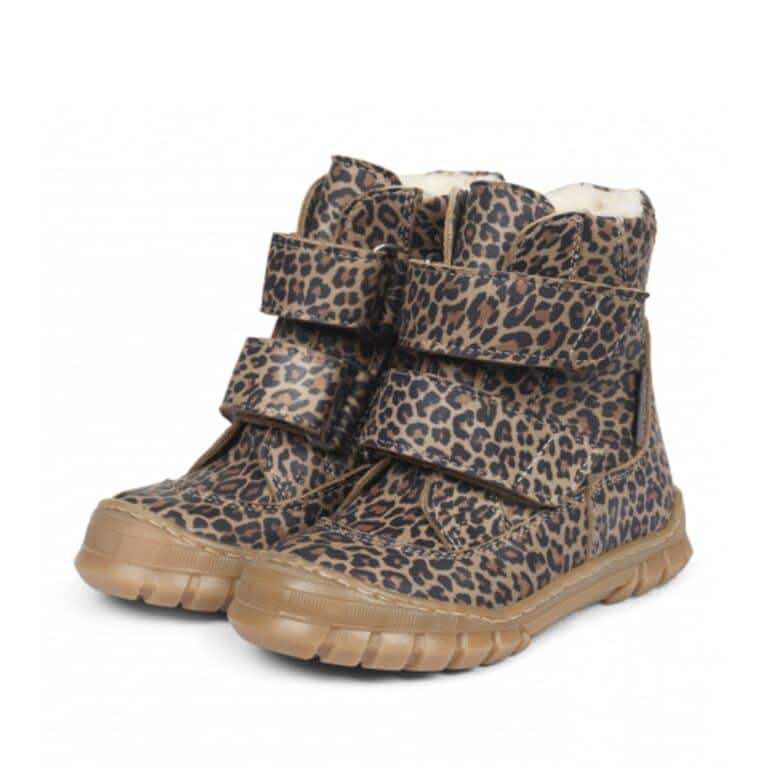 Angulus støvle til børn med leopard print samt velcro og vandafvisende