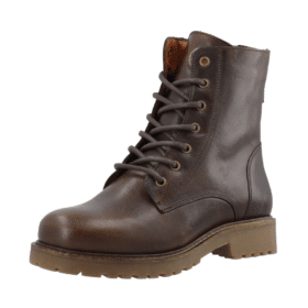 cashott støvle dame i mørkebrun med lynlås og snøre