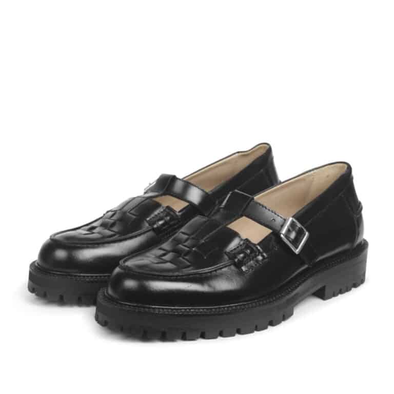 Angulus loafers i sort til dame med fed chunky sål