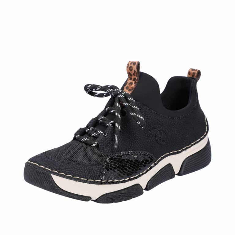 Rieker blød sneakers til dame i sort med læder indersål