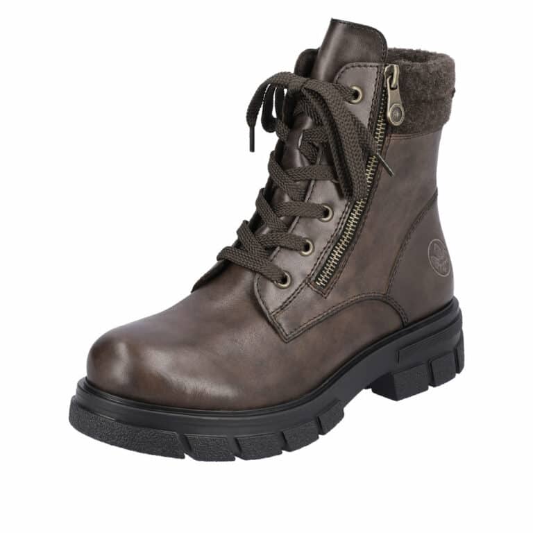 Rieker støvle i brun til dame. Varmforet støvle fra Rieker med lynlås og snørre. Model: Z9103-25