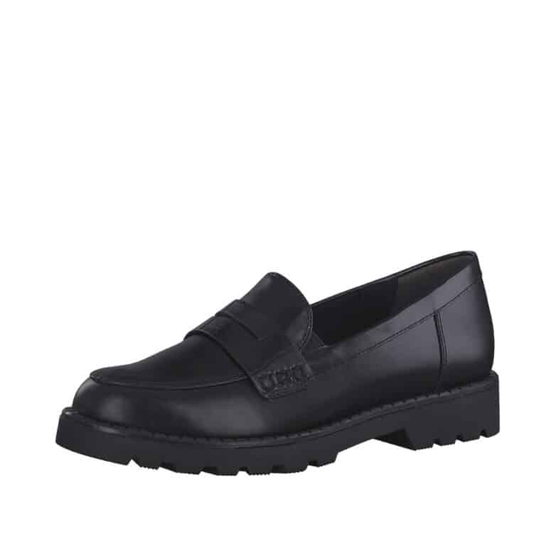 Tamaris loafers i sort til dame i ægte skind