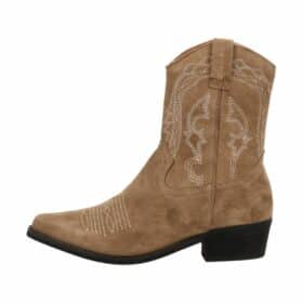 shoedesign copenhagen patricia cowboystøvle til dame i beige med flotte detaljer