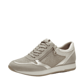 Tamaris sneakers dame i beige med snøre og lynlås