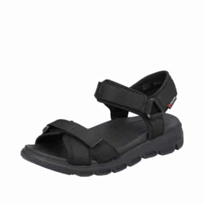Rieker Revolution sandal i sort til dame med velcrorem og bløde såler. Model: V8401-00