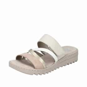 Rieker sandal til dame i beige med velcro og stødabsorberende såler