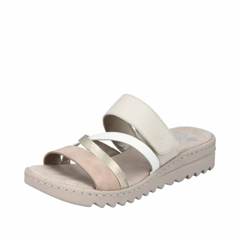 Rieker sandal til dame i beige med velcro og stødabsorberende såler