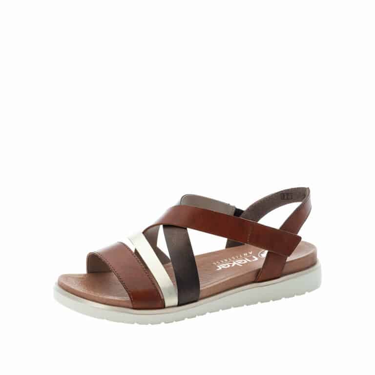 Rieker sandal i brun til dame med velcro