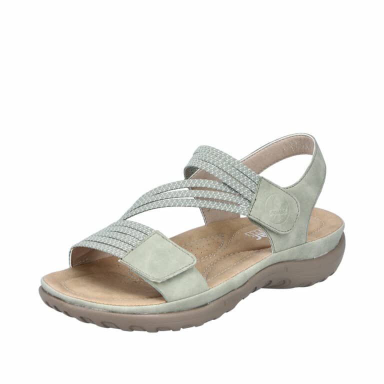 Rieker sandal i grøn til dame med velcro og elastik